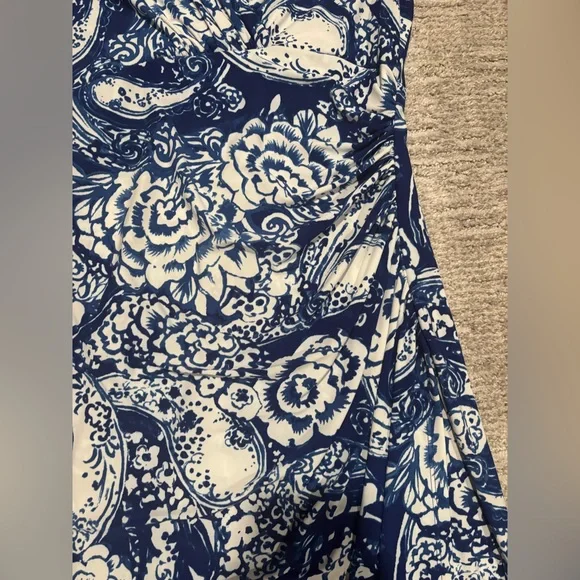 Lauren Ralph Lauren Blue and White Floral Paisley Dress size 8 NWOT - Picture 4 of 5